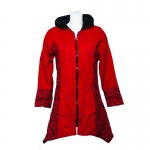 Long Zipped Red Hood Jacket