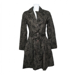 Printed Patterned Coat with Waist Ties