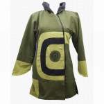 Green Hoodied Jacket With Spiral Design