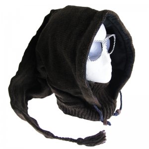 Nepalese Ninja Style Hat And Neck Warmer Brown