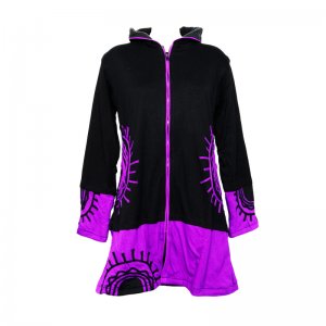 Black and Purple Long Hoodie Jacket