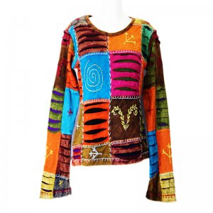 Nepalese Patchwork Long Sleeve Top With Tears